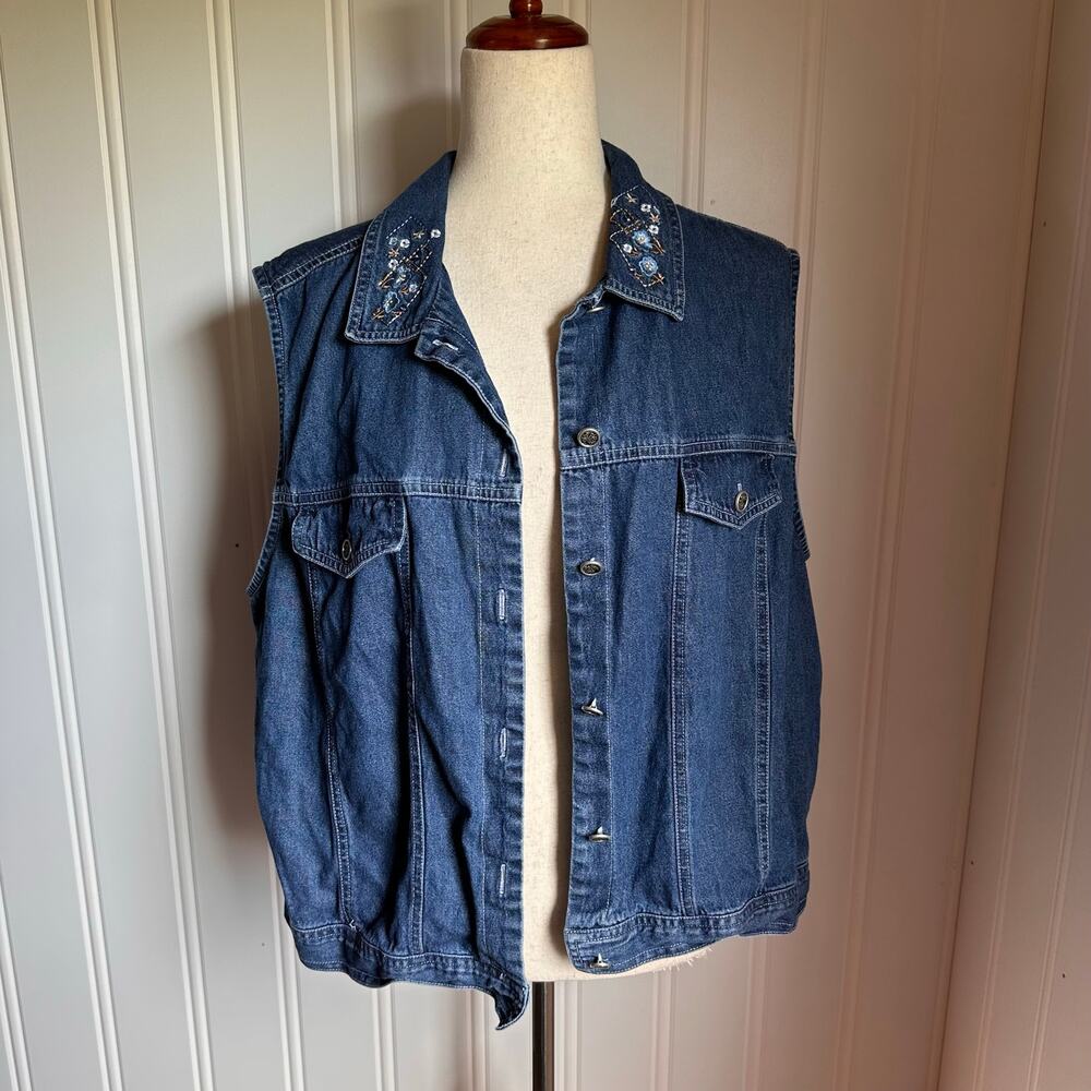 Vintage 90s/Y2K Twee Denim Vest 20W